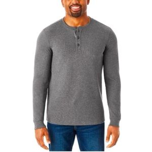 Men’s Members Mark Long Sleeve Thermal Henley New Grey XXX-Large